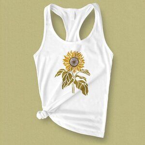 Sunflower Graphic Tank Top for Women Yellow Boho Flower Summer Tank